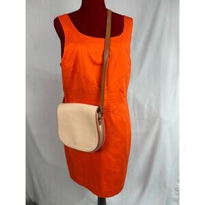 Michael Kors orange sleeveless shift dress lined size 14 womens cotton spandex